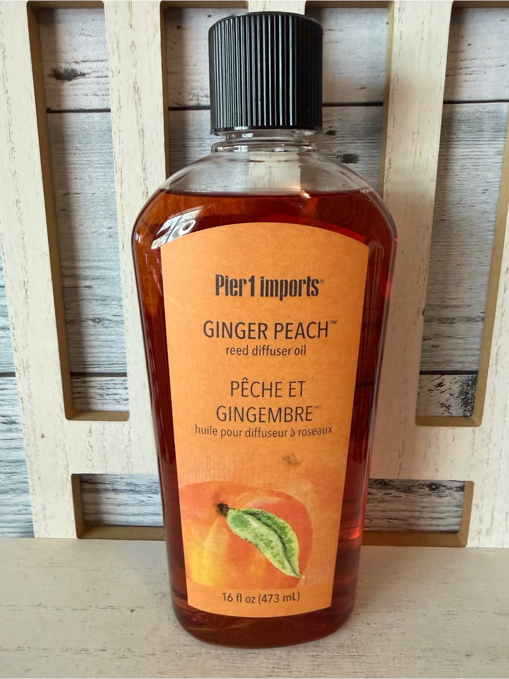 Pier 1 One Imports GINGER PEACH Reed Diffuser Oil 16oz Bottle Refill Rare Full